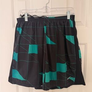 Nike DryFit Black & Teal Geometric Athletic Shorts